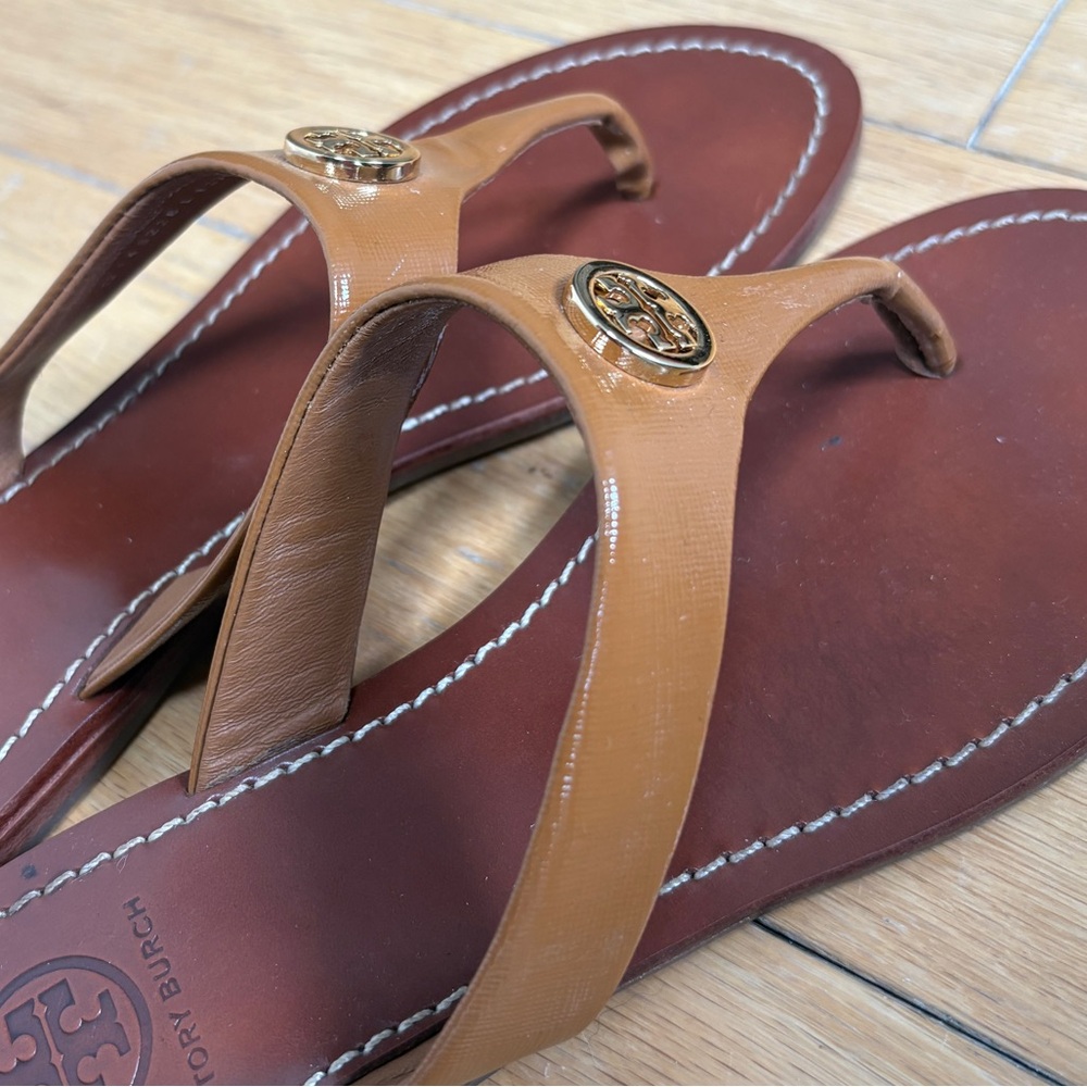 Tory Burch Tan Leather Flip flops
